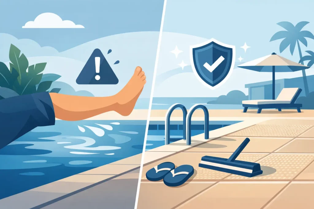 How to Reduce Slippery Pool Decks