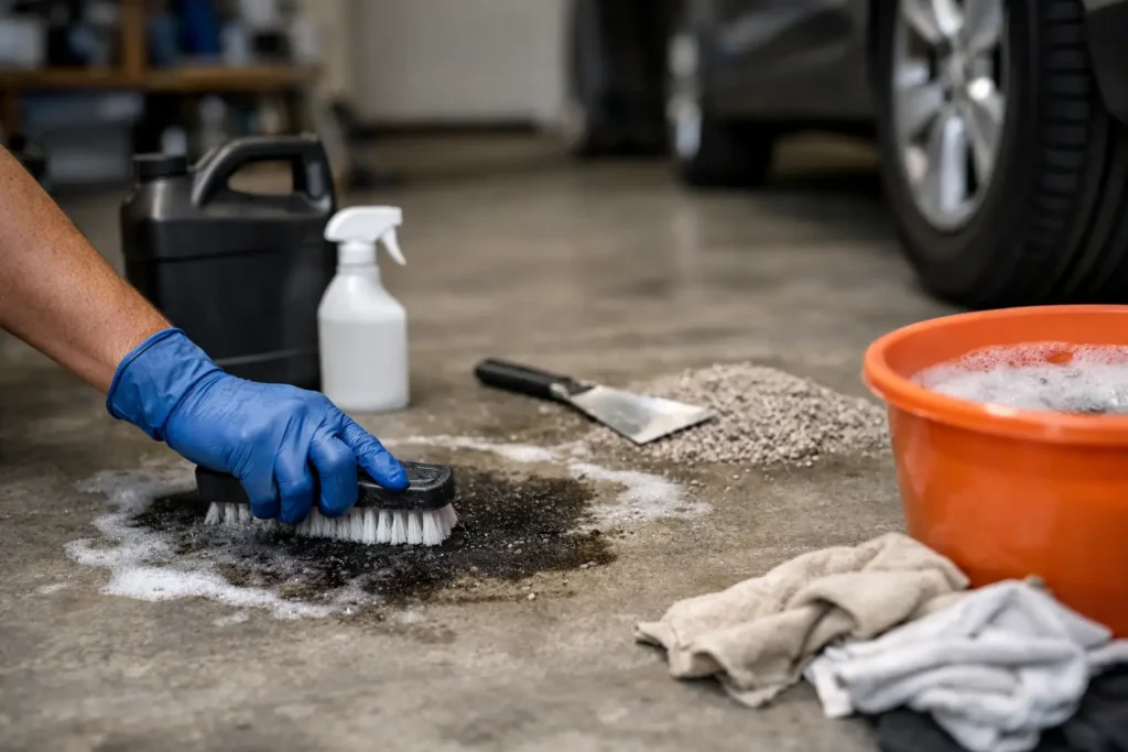 How to Remove Oil Stains From Garage Concrete